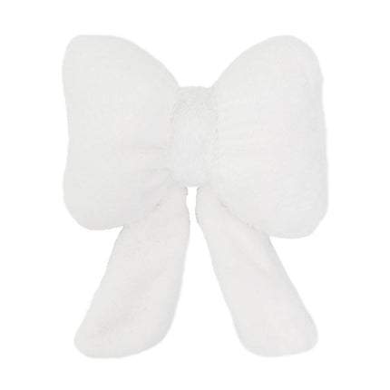 Darzheoy Bow Shaped Throw Pillow Soft Stuffed Bow Christmas Decorations Soft Furry Bow Throw Pillows Cute Bowknot Plush Pillow Home Decor for Couch Living Room Bed White.