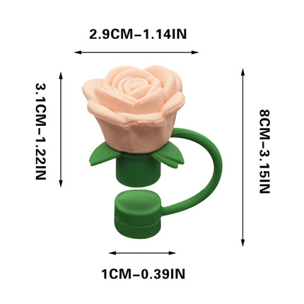 Darzheoy Rose Straw Toppers 10mm, Pink Flower Straw Covers Straw Tips for Tumblers Cup Accessories Tumbler Accessories Beige.