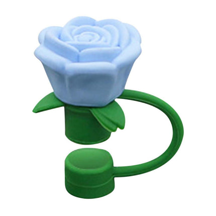 Darzheoy Rose Straw Toppers 10mm, Pink Flower Straw Covers Straw Tips for Tumblers Cup Accessories Tumbler Accessories Blue.
