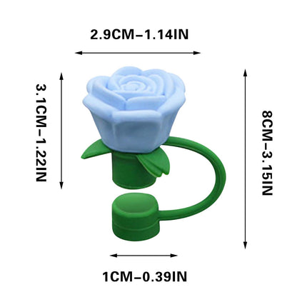 Darzheoy Rose Straw Toppers 10mm, Pink Flower Straw Covers Straw Tips for Tumblers Cup Accessories Tumbler Accessories Blue.