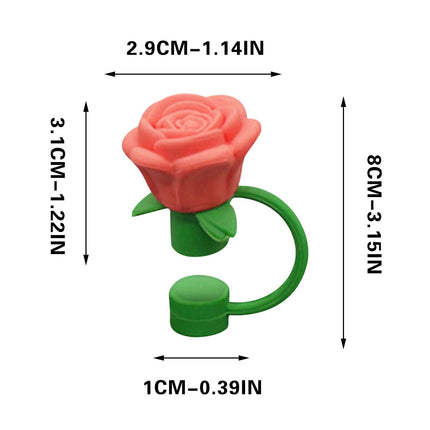 Darzheoy Rose Straw Toppers 10mm, Pink Flower Straw Covers Straw Tips for Tumblers Cup Accessories Tumbler Accessories Orange.