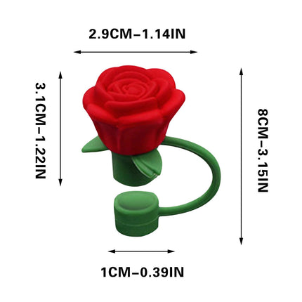 Darzheoy Rose Straw Toppers 10mm, Pink Flower Straw Covers Straw Tips for Tumblers Cup Accessories Tumbler Accessories Red.