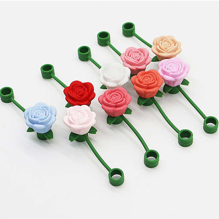 Darzheoy Rose Straw Toppers 10mm, Pink Flower Straw Covers Straw Tips for Tumblers Cup Accessories Tumbler Accessories White.