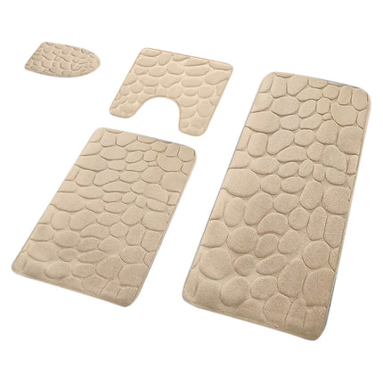 Kdkad Bathroom Rugs Sets 4 Piece, Non Slip Memory Foam Bathroom Rugs, Machine Wash Bathroom Mat Set, Water Absorbent Bath Rug Set for Tub, Toilet and Floor As Show H.