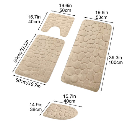 Kdkad Bathroom Rugs Sets 4 Piece, Non Slip Memory Foam Bathroom Rugs, Machine Wash Bathroom Mat Set, Water Absorbent Bath Rug Set for Tub, Toilet and Floor As Show H.