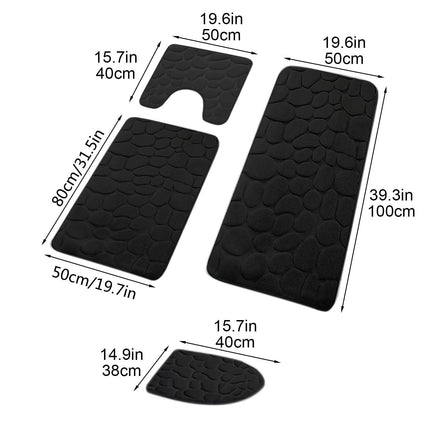Kdkad Bathroom Rugs Sets 4 Piece, Non Slip Memory Foam Bathroom Rugs, Machine Wash Bathroom Mat Set, Water Absorbent Bath Rug Set for Tub, Toilet and Floor 40*50cmU/15.7*19.7in 50*80cm/19.7*31.5in 50*100cm/19.7*39.3in lid38*40cm/14.9*15.7in I.