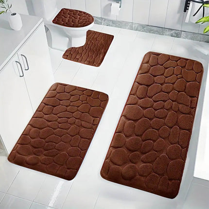 Kdkad Bathroom Rugs Sets 4 Piece, Non Slip Memory Foam Bathroom Rugs, Machine Wash Bathroom Mat Set, Water Absorbent Bath Rug Set for Tub, Toilet and Floor 40*50cmU/15.7*19.7in 50*80cm/19.7*31.5in 50*100cm/19.7*39.3in lid38*40cm/14.9*15.7in K.
