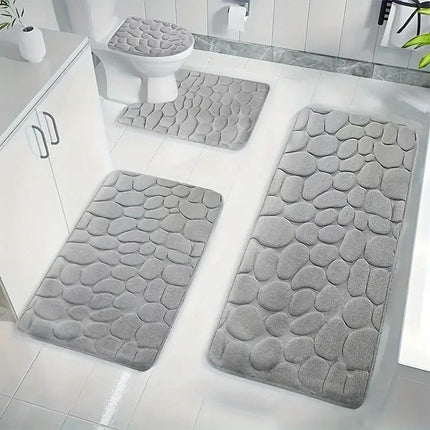 Kdkad Bathroom Rugs Sets 4 Piece, Non Slip Memory Foam Bathroom Rugs, Machine Wash Bathroom Mat Set, Water Absorbent Bath Rug Set for Tub, Toilet and Floor As Show L.