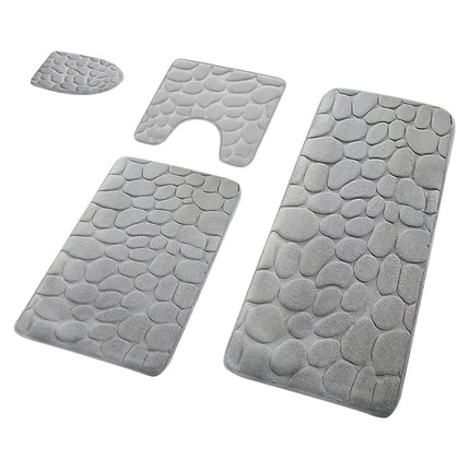 Kdkad Bathroom Rugs Sets 4 Piece, Non Slip Memory Foam Bathroom Rugs, Machine Wash Bathroom Mat Set, Water Absorbent Bath Rug Set for Tub, Toilet and Floor As Show L.