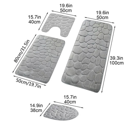 Kdkad Bathroom Rugs Sets 4 Piece, Non Slip Memory Foam Bathroom Rugs, Machine Wash Bathroom Mat Set, Water Absorbent Bath Rug Set for Tub, Toilet and Floor As Show L.