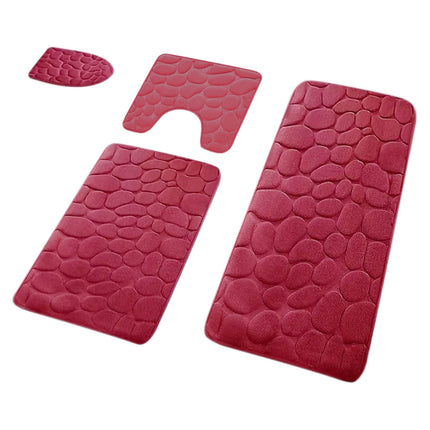 Kdkad Bathroom Rugs Sets 4 Piece, Non Slip Memory Foam Bathroom Rugs, Machine Wash Bathroom Mat Set, Water Absorbent Bath Rug Set for Tub, Toilet and Floor As Show N.
