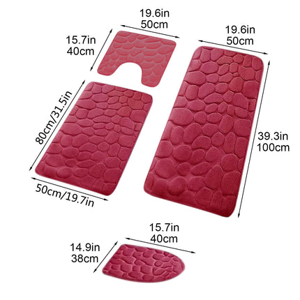 Kdkad Bathroom Rugs Sets 4 Piece, Non Slip Memory Foam Bathroom Rugs, Machine Wash Bathroom Mat Set, Water Absorbent Bath Rug Set for Tub, Toilet and Floor As Show N.