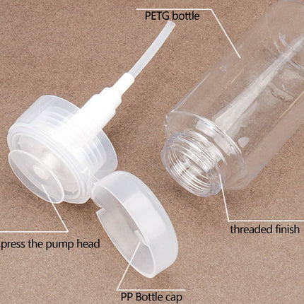 Darzheoy Push Down Pump Dispenser Empty Push Top Bottles Containers for Nail Polish Makeup Remover Micellar Water Facial Toner 200ML Clear.
