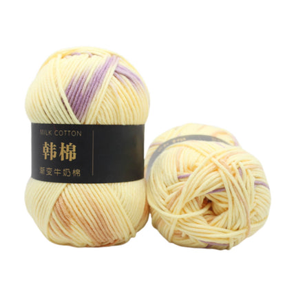 AYktou Cotton Yarn - Multicolor Rainbows Yarn,50 gram Skeins,26 Colors Available,7 Strands Of Combed Milk Cotton Crocheting Yarn for Knitting,Crochet,Weaving,Arts & Crafts - Fiesta #B - Light Yellow.
