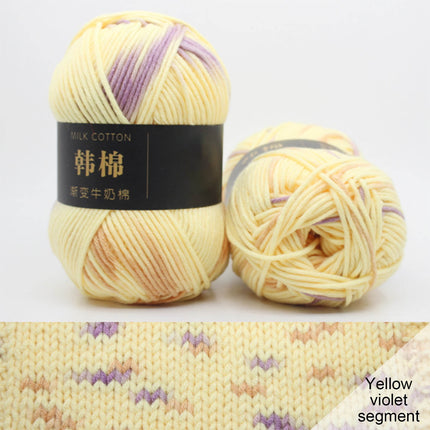 AYktou Cotton Yarn - Multicolor Rainbows Yarn,50 gram Skeins,26 Colors Available,7 Strands Of Combed Milk Cotton Crocheting Yarn for Knitting,Crochet,Weaving,Arts & Crafts - Fiesta #B - Light Yellow.
