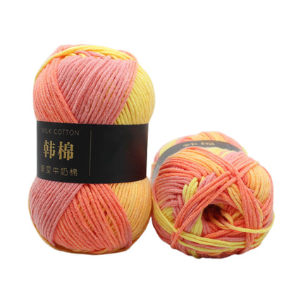 AYktou Cotton Yarn - Multicolor Rainbows Yarn,50 gram Skeins,26 Colors Available,7 Strands Of Combed Milk Cotton Crocheting Yarn for Knitting,Crochet,Weaving,Arts & Crafts - Fiesta #D - Orange.