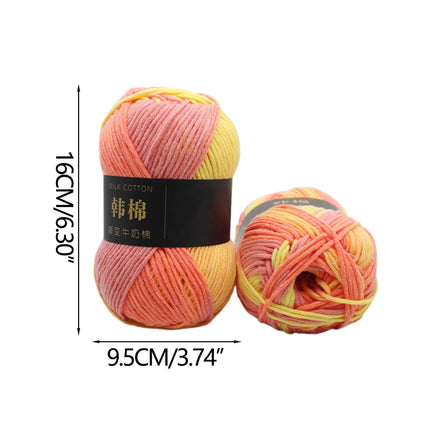AYktou Cotton Yarn - Multicolor Rainbows Yarn,50 gram Skeins,26 Colors Available,7 Strands Of Combed Milk Cotton Crocheting Yarn for Knitting,Crochet,Weaving,Arts & Crafts - Fiesta #D - Orange.