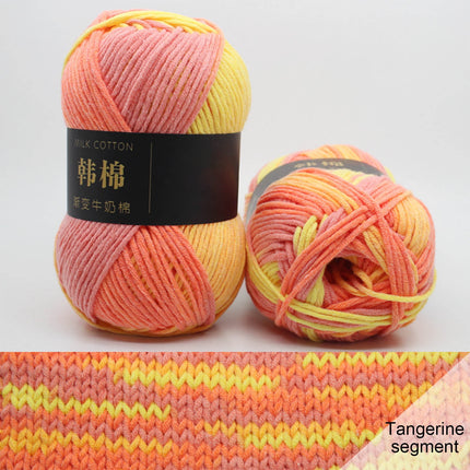 AYktou Cotton Yarn - Multicolor Rainbows Yarn,50 gram Skeins,26 Colors Available,7 Strands Of Combed Milk Cotton Crocheting Yarn for Knitting,Crochet,Weaving,Arts & Crafts - Fiesta #D - Orange.