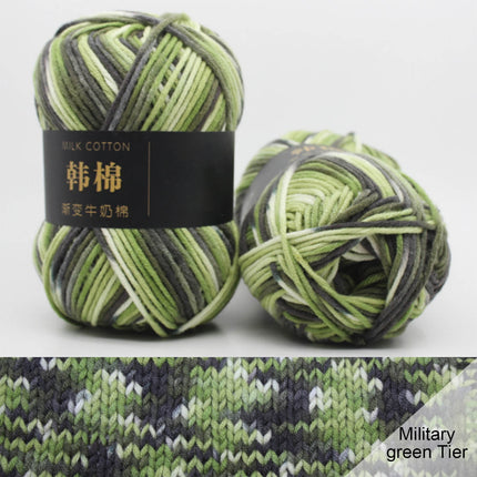 AYktou Cotton Yarn - Multicolor Rainbows Yarn,50 gram Skeins,26 Colors Available,7 Strands Of Combed Milk Cotton Crocheting Yarn for Knitting,Crochet,Weaving,Arts & Crafts - Fiesta #L - Green.