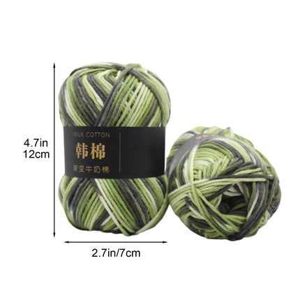 AYktou Cotton Yarn - Multicolor Rainbows Yarn,50 gram Skeins,26 Colors Available,7 Strands Of Combed Milk Cotton Crocheting Yarn for Knitting,Crochet,Weaving,Arts & Crafts - Fiesta #L - Green.