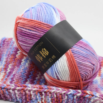 AYktou Cotton Yarn - Multicolor Rainbows Yarn,50 gram Skeins,26 Colors Available,7 Strands Of Combed Milk Cotton Crocheting Yarn for Knitting,Crochet,Weaving,Arts & Crafts - Fiesta #L - Green.