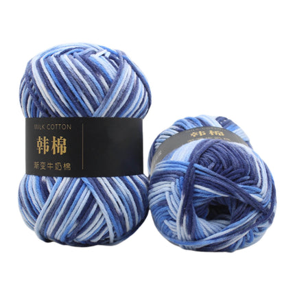 AYktou Cotton Yarn - Multicolor Rainbows Yarn,50 gram Skeins,26 Colors Available,7 Strands Of Combed Milk Cotton Crocheting Yarn for Knitting,Crochet,Weaving,Arts & Crafts - Fiesta #O - Blue White.