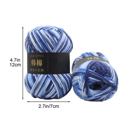 AYktou Cotton Yarn - Multicolor Rainbows Yarn,50 gram Skeins,26 Colors Available,7 Strands Of Combed Milk Cotton Crocheting Yarn for Knitting,Crochet,Weaving,Arts & Crafts - Fiesta #O - Blue White.