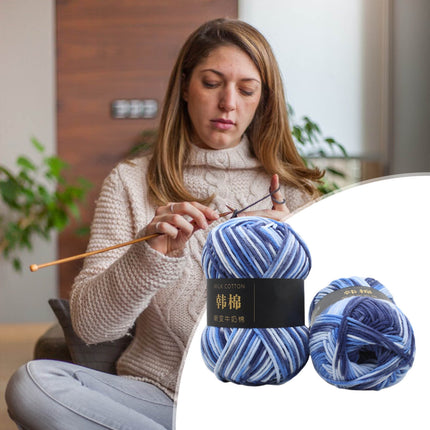 AYktou Cotton Yarn - Multicolor Rainbows Yarn,50 gram Skeins,26 Colors Available,7 Strands Of Combed Milk Cotton Crocheting Yarn for Knitting,Crochet,Weaving,Arts & Crafts - Fiesta #O - Blue White.