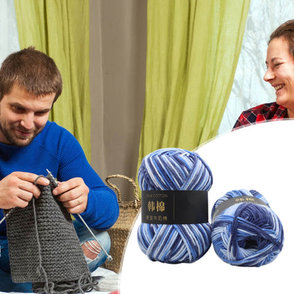 AYktou Cotton Yarn - Multicolor Rainbows Yarn,50 gram Skeins,26 Colors Available,7 Strands Of Combed Milk Cotton Crocheting Yarn for Knitting,Crochet,Weaving,Arts & Crafts - Fiesta #O - Blue White.
