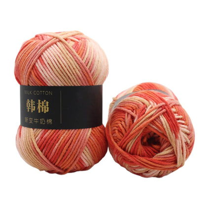 AYktou Cotton Yarn - Multicolor Rainbows Yarn,50 gram Skeins,26 Colors Available,7 Strands Of Combed Milk Cotton Crocheting Yarn for Knitting,Crochet,Weaving,Arts & Crafts - Fiesta #Q - Orange-Yellow.