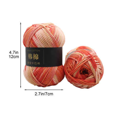AYktou Cotton Yarn - Multicolor Rainbows Yarn,50 gram Skeins,26 Colors Available,7 Strands Of Combed Milk Cotton Crocheting Yarn for Knitting,Crochet,Weaving,Arts & Crafts - Fiesta #Q - Orange-Yellow.