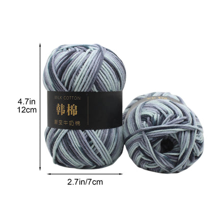AYktou Cotton Yarn - Multicolor Rainbows Yarn,50 gram Skeins,26 Colors Available,7 Strands Of Combed Milk Cotton Crocheting Yarn for Knitting,Crochet,Weaving,Arts & Crafts - Fiesta #S - Dark Gray.