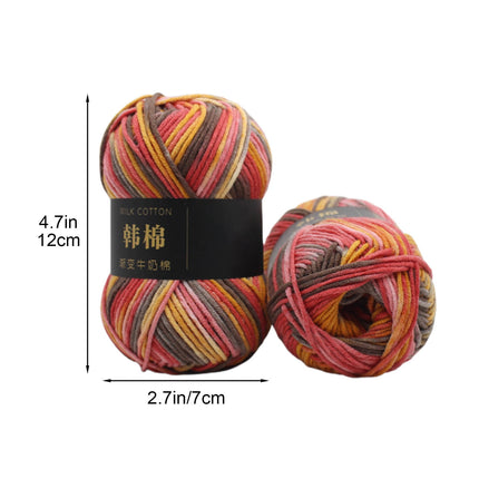 AYktou Cotton Yarn - Multicolor Rainbows Yarn,50 gram Skeins,26 Colors Available,7 Strands Of Combed Milk Cotton Crocheting Yarn for Knitting,Crochet,Weaving,Arts & Crafts - Fiesta #W - Multicolor.