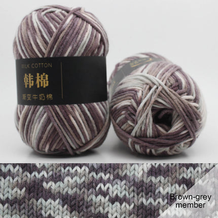 AYktou Cotton Yarn - Multicolor Rainbows Yarn,50 gram Skeins,26 Colors Available,7 Strands Of Combed Milk Cotton Crocheting Yarn for Knitting,Crochet,Weaving,Arts & Crafts - Fiesta #X - Gray White.