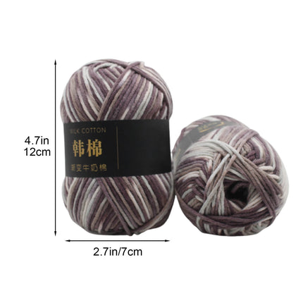 AYktou Cotton Yarn - Multicolor Rainbows Yarn,50 gram Skeins,26 Colors Available,7 Strands Of Combed Milk Cotton Crocheting Yarn for Knitting,Crochet,Weaving,Arts & Crafts - Fiesta #X - Gray White.