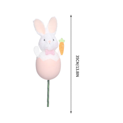 Darzheoy Bunny Plush Doll Pick DIY Bouquet Accessories Adorable Festival Gift Party Vase Filler Decorative Stick Cute Animal Ornament Pink.