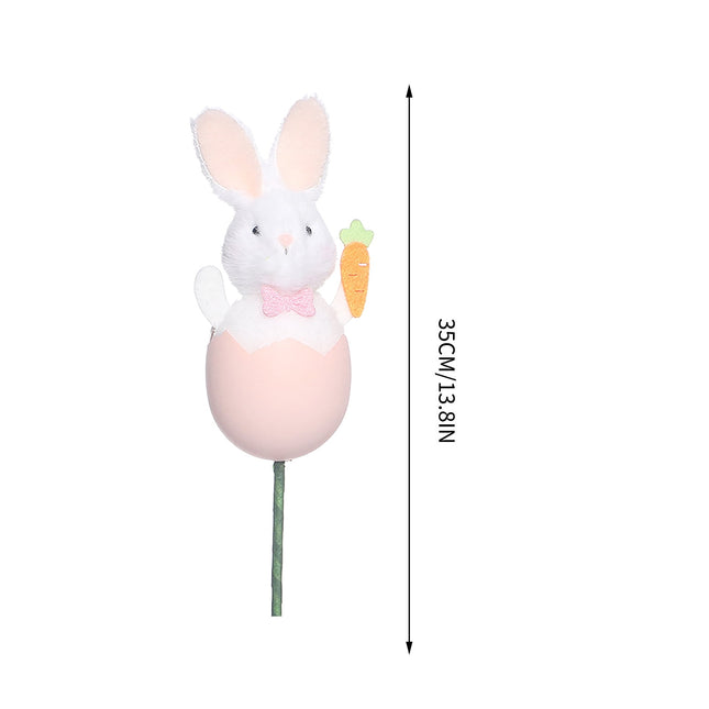 Darzheoy Bunny Plush Doll Pick DIY Bouquet Accessories Adorable Festival Gift Party Vase Filler Decorative Stick Cute Animal Ornament Pink.