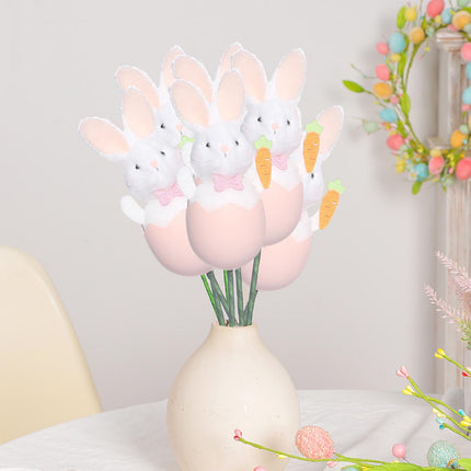 Darzheoy Bunny Plush Doll Pick DIY Bouquet Accessories Adorable Festival Gift Party Vase Filler Decorative Stick Cute Animal Ornament Pink.