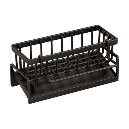 Darzheoy Sponge Holder for Kitchen Sink, Auto Draining Kitchen Sink Caddy, Rustproof Steel Dish Sponge Organizer with Removable Dishcloth Rack, Soap Dispenser Brush Holder Black.