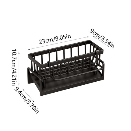Darzheoy Sponge Holder for Kitchen Sink, Auto Draining Kitchen Sink Caddy, Rustproof Steel Dish Sponge Organizer with Removable Dishcloth Rack, Soap Dispenser Brush Holder Black.