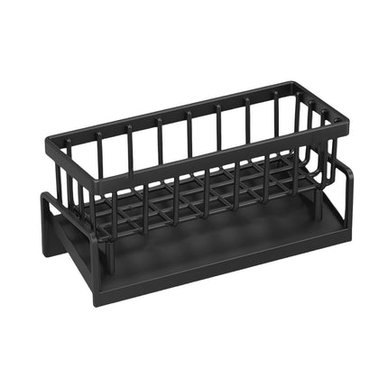 Darzheoy Sponge Holder for Kitchen Sink, Auto Draining Kitchen Sink Caddy, Rustproof Steel Dish Sponge Organizer with Removable Dishcloth Rack, Soap Dispenser Brush Holder X-Black.