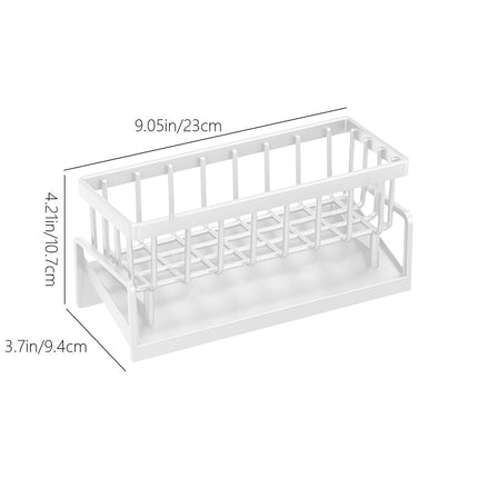 Darzheoy Sponge Holder for Kitchen Sink, Auto Draining Kitchen Sink Caddy, Rustproof Steel Dish Sponge Organizer with Removable Dishcloth Rack, Soap Dispenser Brush Holder X-White.