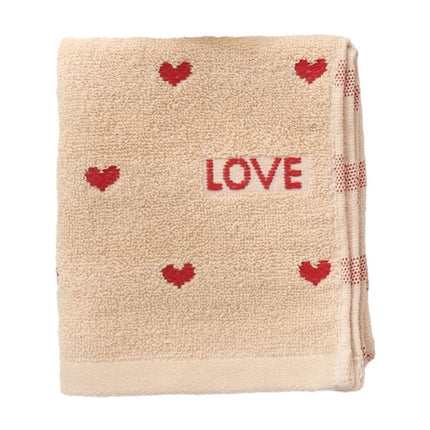 Kdkad Valentines Day Hand Towels, Red White Hearts Cotton Bathroom Towel, Valentines Day Decorative Absorbent Bath Towel for Drying Cleaning Cooking 13.4×29.5 in Coffee.