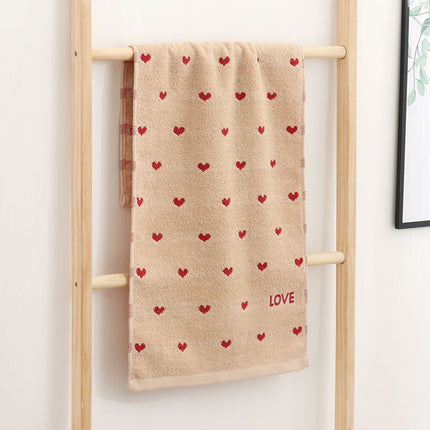 Kdkad Valentines Day Hand Towels, Red White Hearts Cotton Bathroom Towel, Valentines Day Decorative Absorbent Bath Towel for Drying Cleaning Cooking 13.4×29.5 in Coffee.