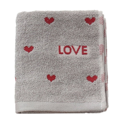 Kdkad Valentines Day Hand Towels, Red White Hearts Cotton Bathroom Towel, Valentines Day Decorative Absorbent Bath Towel for Drying Cleaning Cooking 13.4×29.5 in Gray.