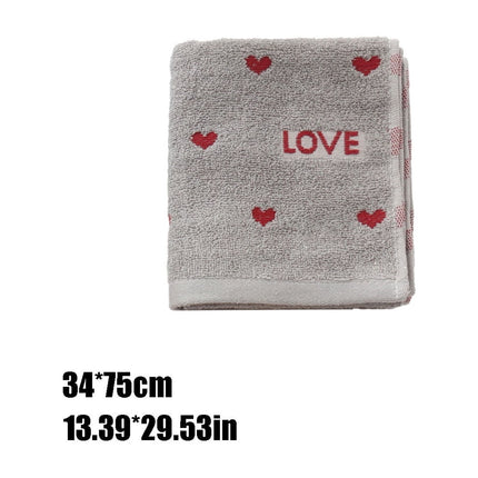 Kdkad Valentines Day Hand Towels, Red White Hearts Cotton Bathroom Towel, Valentines Day Decorative Absorbent Bath Towel for Drying Cleaning Cooking 13.4×29.5 in Gray.