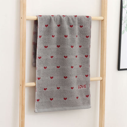 Kdkad Valentines Day Hand Towels, Red White Hearts Cotton Bathroom Towel, Valentines Day Decorative Absorbent Bath Towel for Drying Cleaning Cooking 13.4×29.5 in Gray.