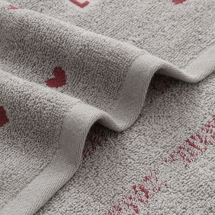 Kdkad Valentines Day Hand Towels, Red White Hearts Cotton Bathroom Towel, Valentines Day Decorative Absorbent Bath Towel for Drying Cleaning Cooking 13.4×29.5 in Gray.
