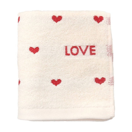 Kdkad Valentines Day Hand Towels, Red White Hearts Cotton Bathroom Towel, Valentines Day Decorative Absorbent Bath Towel for Drying Cleaning Cooking 13.4×29.5 in White.