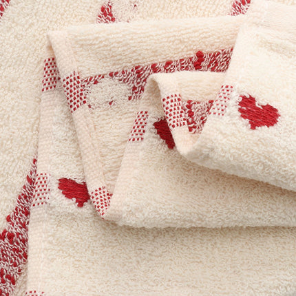 Kdkad Valentines Day Hand Towels, Red White Hearts Cotton Bathroom Towel, Valentines Day Decorative Absorbent Bath Towel for Drying Cleaning Cooking 13.4×29.5 in White.